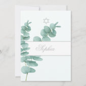 Girl Baby Naming Eucalyptus Hebrew Greenery Einladung (Rückseite)