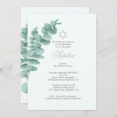 Girl Baby Naming Eucalyptus Hebrew Greenery Einladung (Vorne/Hinten)