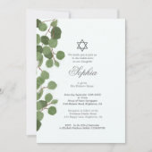 Girl Baby Naming Eucalyptus Hebrew Juden Einladung (Vorderseite)