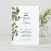 Girl Baby Naming Eucalyptus Hebrew Juden Einladung (Stehend Vorderseite)