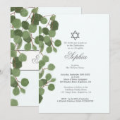 Girl Baby Naming Eucalyptus Hebrew Juden Einladung (Vorne/Hinten)