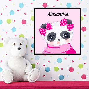 Girl Baby Panda Pink Foto Print