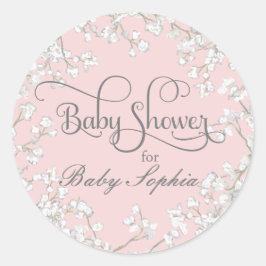 Girl Baby Shooter Babys Breath Boho Floral Wreath Runder Aufkleber