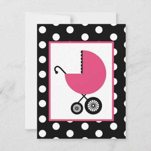 Girl Baby Shooter - Pink Carriage & Polka Dots Einladung (Vorderseite)