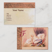 GIRL BABY SHOWER ANTIQUE PINK FLORAL MONOGRAM VISITENKARTE (Vorne/Hinten)