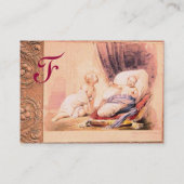 GIRL BABY SHOWER ANTIQUE PINK FLORAL MONOGRAM VISITENKARTE (Rückseite)