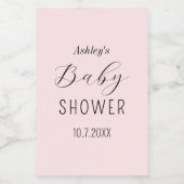 Girl Baby Shower Blush Pink Elegant Weinetikett (Einzelnes Label)