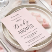 Girl Baby Shower Blush Pink Elegante Einladung