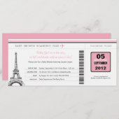 Girl Baby Shower Boarding Pass - Paris Einladung (Vorne/Hinten)