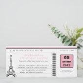 Girl Baby Shower Boarding Pass - Paris Einladung (Stehend Vorderseite)
