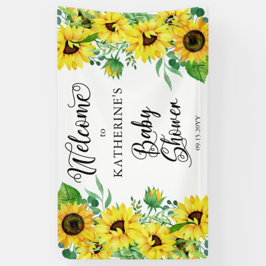 Girl Baby Shower Boho Sunflowers | Eukalyptus Banner (Vertikal)