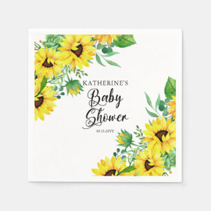 Girl Baby Shower Boho Sunflowers Eukalyptus Serviette