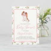 Girl Baby Shower Cavalier Puppy Dog Einladung (Stehend Vorderseite)