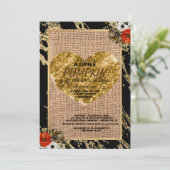 Girl Baby Shower Fall Pumpkin Rustic Burlap Wood Einladung (Stehend Vorderseite)