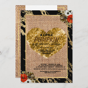 Girl Baby Shower Fall Pumpkin Rustic Burlap Wood Einladung