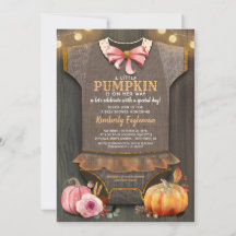Girl Baby Shower Fall Pumpkin Rustic Burlap Wood