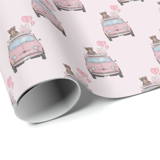 Girl Baby Shower Fiat 500 Geschenkpapier (Rolleneckpunkt)