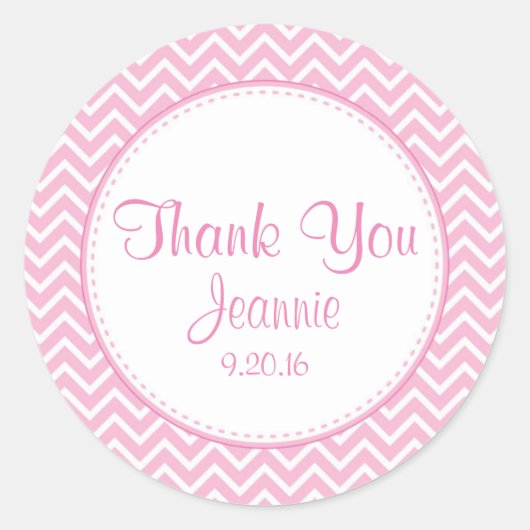 Girl Baby Shower Gefallen Stickers Tags Zickzack P (Vorderseite)