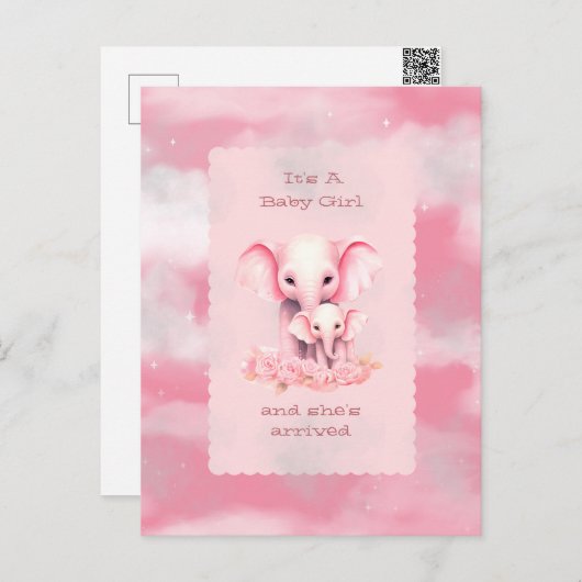 Girl Baby Shower Invitation Postkarte (Vorne/Hinten)
