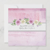 Girl Baby Shower Lilac n White Roses Leaf Foliage Einladung (Rückseite)