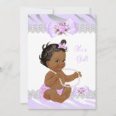 Girl Baby Shower Lilac Zebra Lace Ethnic Einladung (Vorderseite)