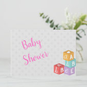 Girl Baby Shower mit ABC Blocks Einladung (Stehend Vorderseite)