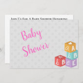 Girl Baby Shower mit ABC Blocks Einladung (Vorne/Hinten)