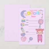 GIRL BABY SHOWER PARTY EINLADUNG (Vorne/Hinten)