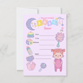 GIRL BABY SHOWER PARTY EINLADUNG