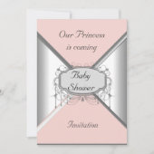 Girl Baby Shower Party Rosa Silver Einladung (Vorderseite)