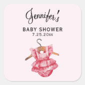 Girl Baby Shower Pink Dress 3-in Candle Sticker (Vorderseite)