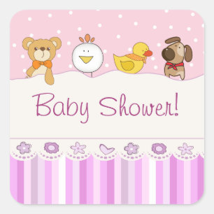 Girl Baby Shower Quadratischer Aufkleber