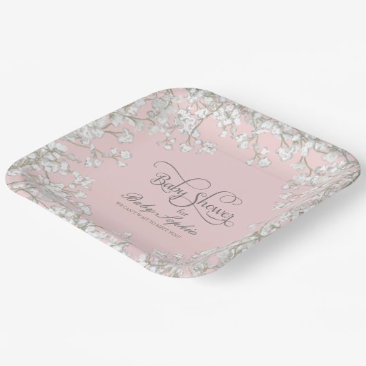 Girl Baby Showscript Gipskraut Rustic Pappteller (Gewinkelt)