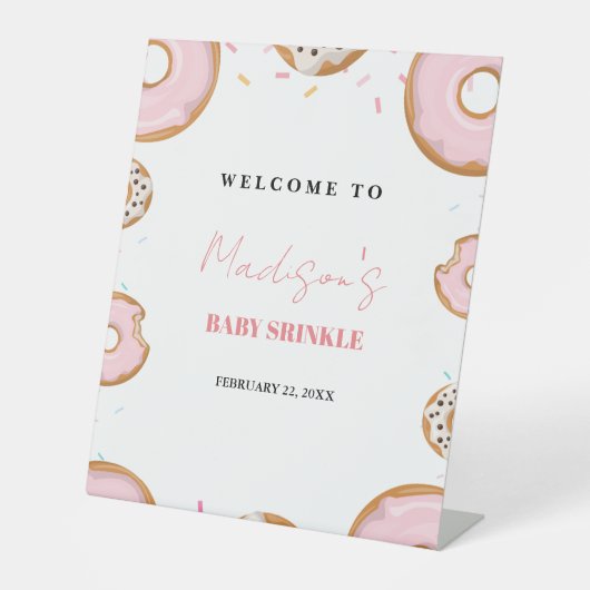 Girl Baby Sprinkle Baby Dusche Begrüßungszeichen Sockelschild (Vorderseite)