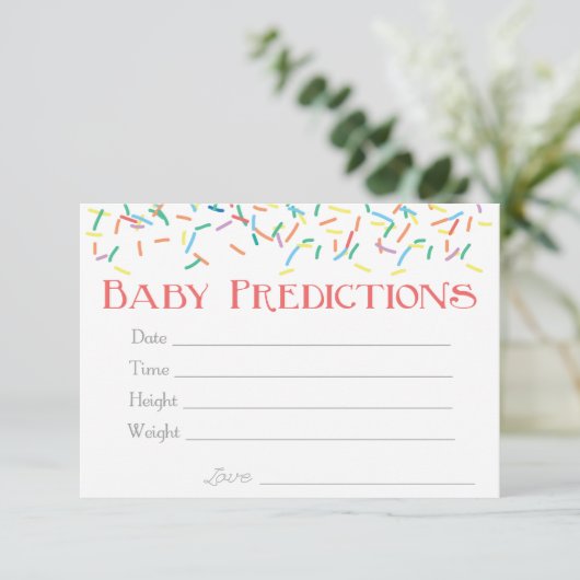 Girl Baby Sprinkle Baby Predictions Game Begleitkarte (Stehend Vorderseite)