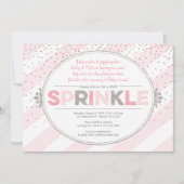 Girl baby sprinkle Einladung pink Silber einladen (Vorderseite)