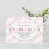 Girl baby sprinkle Einladung pink Silber einladen (Stehend Vorderseite)