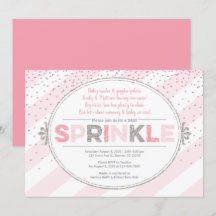 Girl baby sprinkle Einladung pink Silber einladen