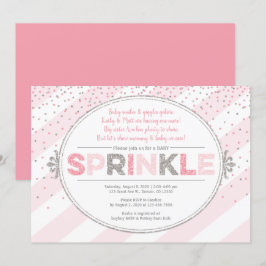 Girl baby sprinkle Einladung pink Silber einladen