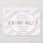 Girl-Baby-Sprinkle laden lila Silber-Glitzer ein Einladung (Vorderseite)