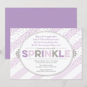 Girl-Baby-Sprinkle laden lila Silber-Glitzer ein Einladung