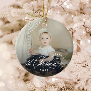 Girl Baby's 1. Weihnachten Elegantes Foto Keramik Ornament