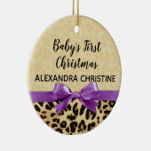 Girl Babys Erste Weihnachtsleopard Print Lila Keramik Ornament (Rechts)