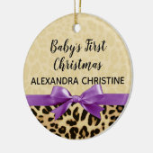 Girl Babys Erste Weihnachtsleopard Print Lila Keramik Ornament (Links)
