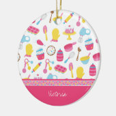 Girl Baker Pink Cooking Pattern Koch Weihnachten Keramik Ornament (Links)