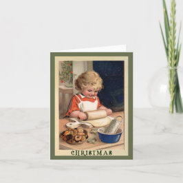Girl Baking Cookies mit Rezept Weihnachtskarte Feiertagskarte