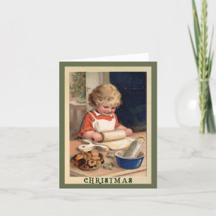 Girl Baking Cookies mit Rezept Weihnachtskarte Feiertagskarte