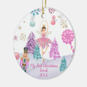 Girl Ballerina Nutcracker 1. Weihnachten Keramik Ornament (Links)