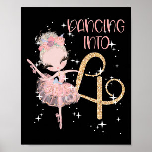 Girl Ballet Party Dance in 4. Geburtstag Poster