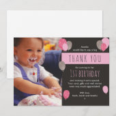 Girl-Ballon Geburtstag danke Karte (Vorne/Hinten)